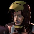 Game Movie Character Iron Man In Brown Yellow Armor With Helmet Close Up 3D Render