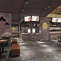 Traditional Restaurant Interior With Stained Glass Windows Hanging Pendant Lights Long Tables And Leather Benches