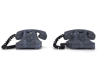 Vintage Rotary Telephones Classic Black Communication Devices With Coiled Cords 3d model