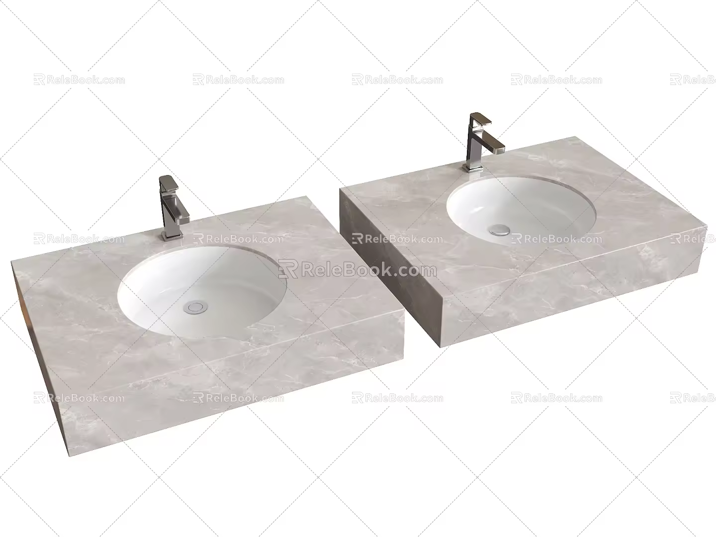 Round under-counter basin wash basin wash basin faucet 3d model