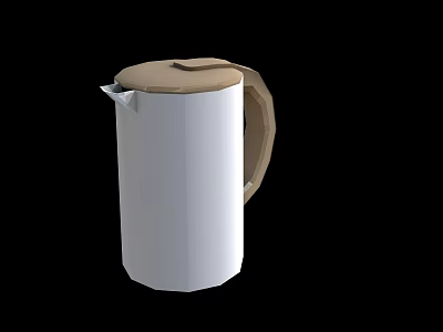 White Electric Kettle With Brown Lid And Handle For Daily Use Home Appliance 3d model
