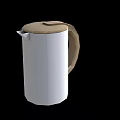 White Electric Kettle With Brown Lid And Handle For Daily Use Home Appliance
