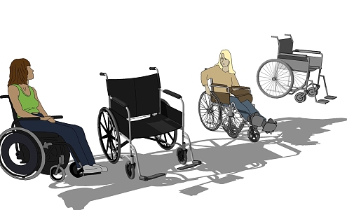 Modern Wheelchair Combination Medical Equipment 3d model