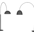 Modern Black Floor Lamps With Arched Pole Hemispherical Shade And Round Base 3d model