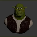 Shrek Fantasy Creature Detailed Bust Sculpture With Green Skin Large Ears And Brown Vest