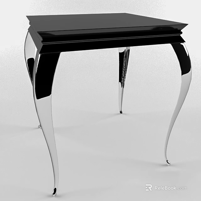 Modern Table With Black Top And Elegant Curved Metal Legs Design 3d model 