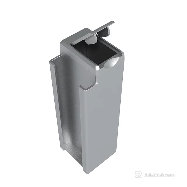 Gray Industrial Metal Component Featuring Structural Design And Open Slot 3d model 