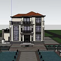 Modern Three Story Detached Villa Exterior With Front Pool Stone Steps And Greenery