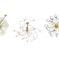 Modern Chandeliers With Elegant Designs Golden Structures And White Globe Decorations 3d model