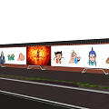 Scenic Mural Wall With Colorful Figures Animal Paintings Benches People Activities Nearby Red Brick Ground