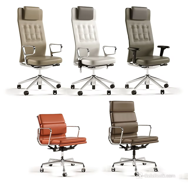 Contemporary Office Desk And Chair Set With Multiple Colors Metal Base And Swivel Design 3d model 