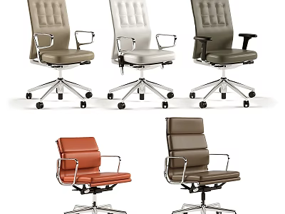 Contemporary Office Desk And Chair Set With Multiple Colors Metal Base And Swivel Design 3d model