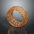 Golden Decorative Hollow Circular Furniture With Intricate Mesh Pattern Design