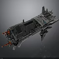Advanced Futuristic Interstellar Spaceship With Detailed Metallic Design And Red Thrusters