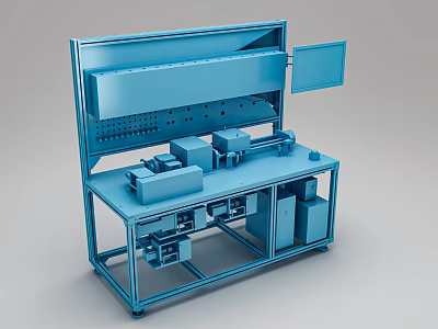 Blue Functional Workbench With Perforated Panel Worktop Storage Cabinets And Drawers 3d model