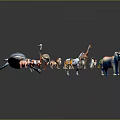Various Colored Animal Figurines With Different Sizes Including Whale Ostrich Tiger And Elephant