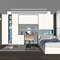 Tatami Bedroom Interior Design With Bed Desk Chair Storage Cabinets And Built In Lighting