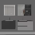 Two Modern Bathroom Vanities With Mirrors Storage Cabinets White Gray Design