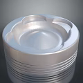 Silver Metal Ashtray With Round Smooth Surface And Ribbed Base Design 3d model