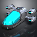 Advanced Futuristic Streamlined Flying Vehicle With Transparent Blue Cockpit And Silver Thrusters