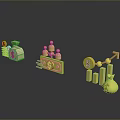 Shiny Golden Household Icons Including Storage Bags Coins Figures And Rising Arrow Design