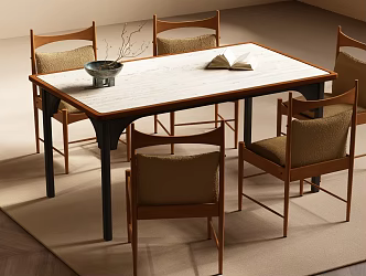 Modern Middle Style Dining Table and Chair Combination 3d model