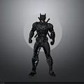 Batman Character In Black Armor Suit With Helmet And Weapons Standing Pose