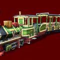 Decorative Vintage Style Train With Green Red Black Color And Illuminated Carriages Lights