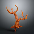 Unique Orange Brown Plant With Twisted Branches And Artistic Tree Stump Shape
