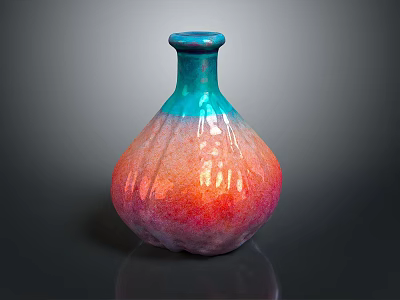 Fruit Shaped Vase With Blue to Red Gradient Color and Glossy Texture on Dark Background 3d model