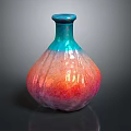 Fruit Shaped Vase With Blue to Red Gradient Color and Glossy Texture on Dark Background