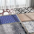 Stylish Square Rugs With Various Geometric Patterns For Living Room Decor 3d model