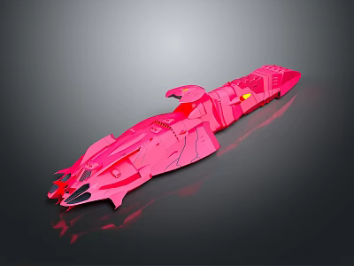 Pink Futuristic Sci Fi Model Structure With Detailed Design And Shiny Surface 3d model