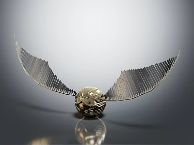 Modern Shiny Metallic Decorative Ornament Set With Sphere And Wing Design 3d model