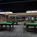 Billiard Room Interior With Pool Tables Ceiling Lighting And Wall Decorations 3d model
