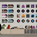 Modern Digital Products Display With Laptop And Vinyl Record Shelf Setup 3d model