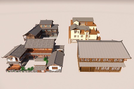 New Chinese Style Folk Houses Rural Folk Houses Rural Landscape Architecture Self-built Houses Residential Architecture Homestay Architecture 3d model