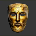 Shiny Golden Animal Mask With Intricate Facial Carvings And Smooth Surface