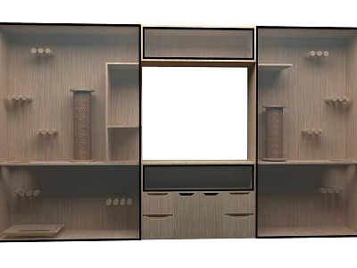 Modern Minimalist Wooden Display Cabinet With Multiple Shelves And Decorative Ornament Combination For Home Decor 3d model