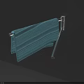 Blue Striped Towel Hanging On Metal Towel Rack Against Dark Wall