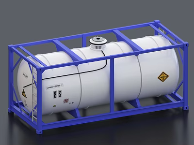 Industrial Equipment With Blue Metal Frame And White Storage Tank Container 3d model Industrial Equipment With Blue Metal Frame And White Storage Tank Container 3d model