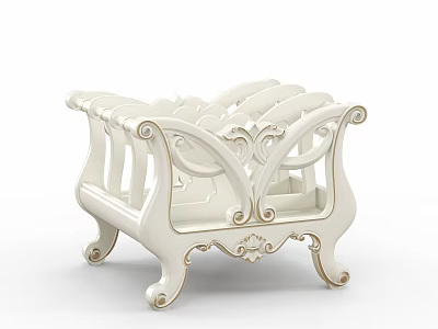 Classical White Decorative Shelf With Intricate Carvings Curved Legs And Ornate Design 3d model