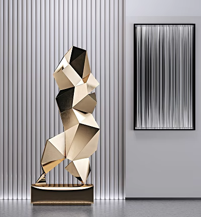 Modern Geometric Metal Sculpture Art Piece For Interior Decorative Design 3d model