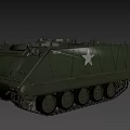 Green Armored Functional Military Vehicle With Tracks White Star And Top Hatches