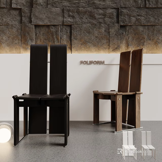 Poliform Modern Dining Chairs Black and Brown with Contemporary Design 3d model