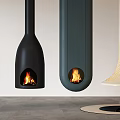 Modern Hanging Fireplaces with Various Design Styles for Interior Space 3d model