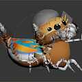 Cute Cartoon Animal with Transparent Helmet Yellow Body Blue Orange Decorations White Whiskers and Legs