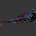 Futuristic Cosmic Aerospace Spacecraft With Red Blue Design And Transparent Cockpit