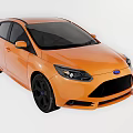 Stylish Orange Hatchback Car With Black Wheels And Red Brake Calipers
