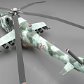 Military Camouflage Helicopter With Rotors Fuselage Details Landing Gear And Armament